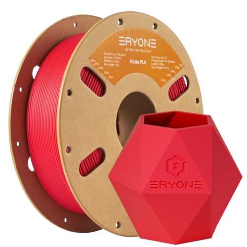 ERYONE Matte 3D Printer PLA Filament 1.75 +/- 0.03mm, Matte Filament PLA 1KG(2.2LBS) Spool, Red - color: Matte Red