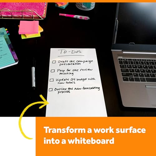 Post-it Dry Erase Sheets, 7 in x 11.3 in, 24 Sheets, Sticks Securely and Removes Cleanly - size: 24 Sheets