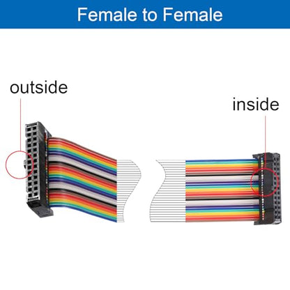 uxcell 2Pcs Flat Ribbon Cable 2.54mm Pitch 26 Pin Female to Female Rainbow