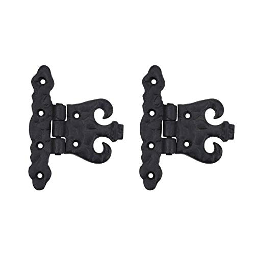 Renovators Supply Manufacturing Pack of 2 Cabinet Door Hinge with Hardware 4.5 in. Black Wrought Iron Rust Resistant Flush Mount Hinge for Cabinets - size: Pack of 2