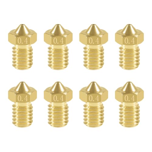 Aokin 8 Pcs 0.4mm Extruder Nozzles 3D Printer Brass Nozzles for E3D V5 V6 1.75mm Filament 3D Printer - color: 0.4mm