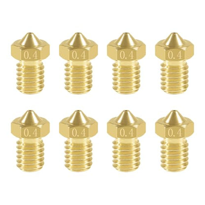 Aokin 8 Pcs 0.4mm Extruder Nozzles 3D Printer Brass Nozzles for E3D V5 V6 1.75mm Filament 3D Printer - color: 0.4mm