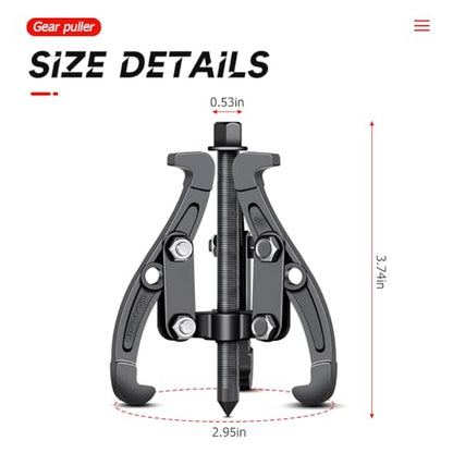 BELOMI 3 Inch Carbon Steel 3-Jaw Bearing Puller with Reversible Jaws - size: 3 inch