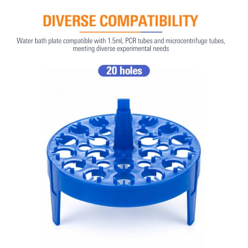 Plastic Round Floating Tube Rack, 8-Well Water Bath Plate, Tube Bracket with Leg for 1.5mL Microcentrifuge Tube, Blue, 1 Pcs - size: M