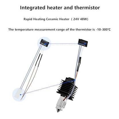 2PCS 0.2mm P1S P1P Hotend, Upgraded All-Metal Hardened Steel Nozzle Hotend Pre-Assembled with 24V 48W Ceramic Heater & High-Temp Thermistor Replacement Hot end for Bambu Lab P1 Series 3D Printers - size: 0.2mm