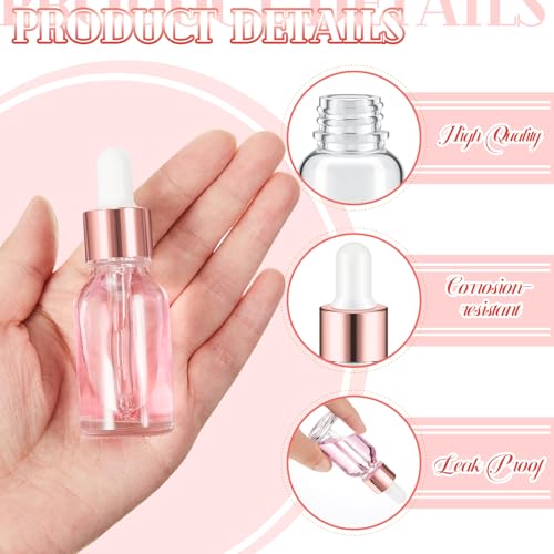 Didaey 100 Pcs Mini Glass Oil Dropper Bottle, 15 ml, Rose Gold - color: Rose Gold, size: 15 ml