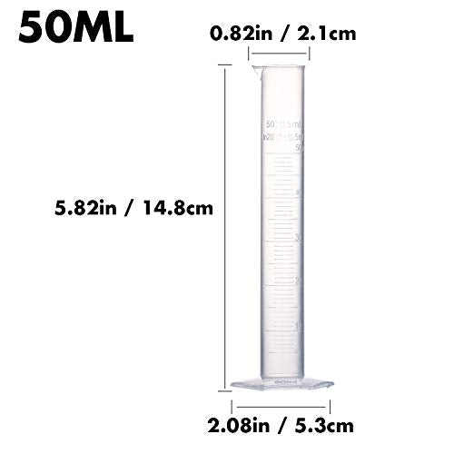 Measuring Cylinder Set, 4 Sizes Graduated Polypropylene Lab Test Tubes