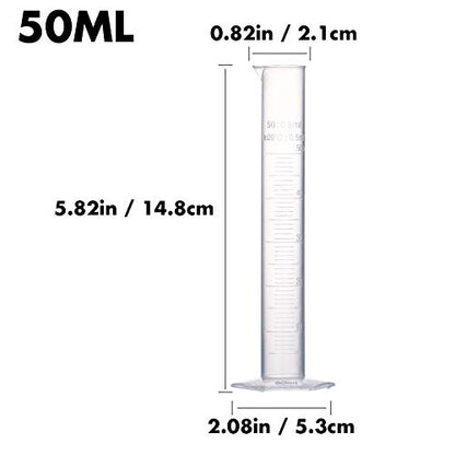 Measuring Cylinder Set, 4 Sizes Graduated Polypropylene Lab Test Tubes
