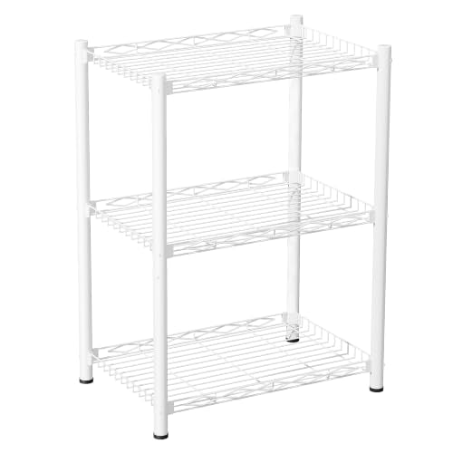 VETALLO 3 Tier Wire White Small Shelving (16.6" L x 11.8" W x 30" H) - color: White, size: 3 Tier 16.6" L x 11.8" W x 30" H