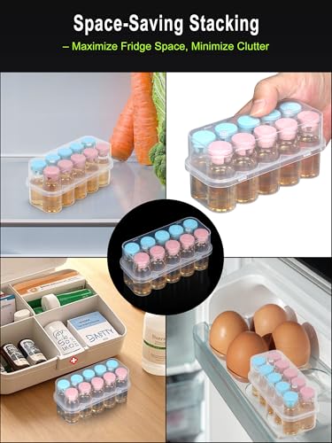 Peptide Case for Fridge, 10ml Vial Holder 10-Slot Insulin & Peptide Storage Case for 10ml Vials, Insulin Cooler Travel Case TSA Approved Vial Storage Case for Diabetic Organizer, GLP-1