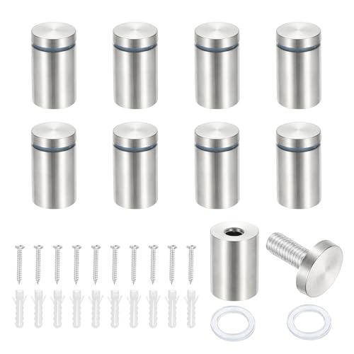 PATIKIL 1x1.6" Standoff Screws, 8 Pack Stainless Steel Stand Off Wall Mounts Wall Sign Mounting Hardware Advertising Standoff Nail for Hanging Acrylic Signs Picture Frame, Silver - size: 1x1.6"
