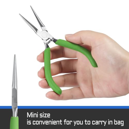 Small Needle Nose Pliers for Jewelry Making, 5 Inches Long Nose Pliers with Long Tapering Mini Pliers Serrated Jaws for Bending Wire, Gripping - style: Needle Nose Plier