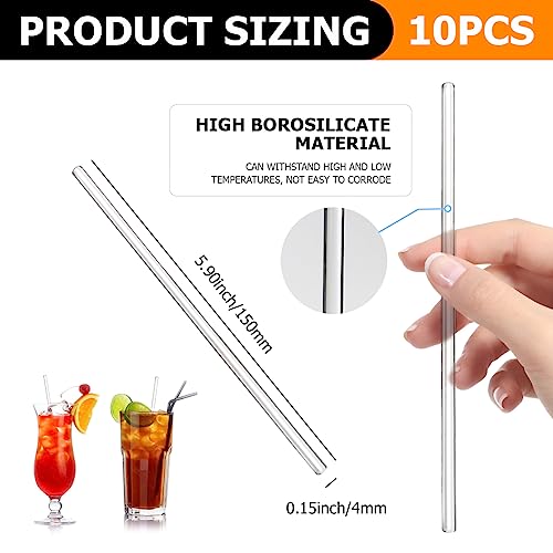 10Pcs Glass Stirring Rod 5.9" Length Stir Rod Mixing Tools with Both Ends Round, High Temperature Resistant - size: 6x150mm