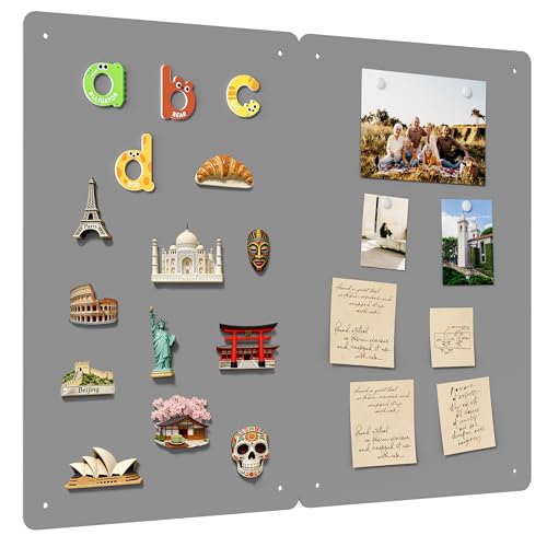 2 Pack Magnetic Board for Wall, 17.5" x 11.4" Magnet Bulletin Memo Board, Metal Sheets to Display Magnetic Letter Number Souvenir, Notes, Poetry, Photos, Silver - color: Silver
