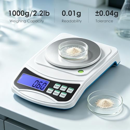 Antstone Lab Scale 1000g x 0.01g Digital Gram Scale with Calibration Weight