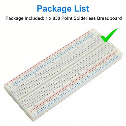1-Pack 830 Point Solderless Breadboard, Solderless Prototype Circuit Board for Arduino DIY Electronics STEM Projects