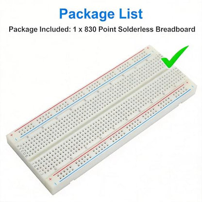 1-Pack 830 Point Solderless Breadboard, Solderless Prototype Circuit Board for Arduino DIY Electronics STEM Projects