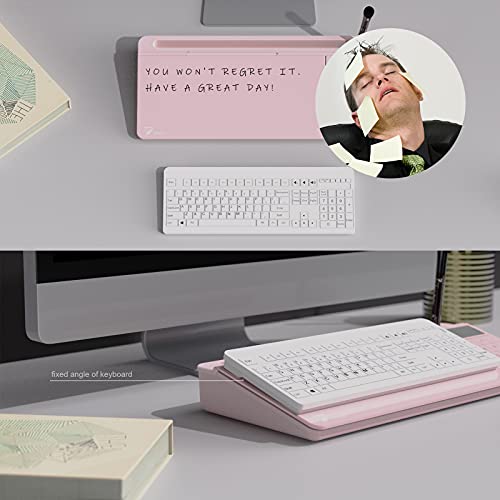 TOWON Glass Desk Whiteboard with Calculator 17x6 in, Desk Organizer, Pink - color: Cal Pink