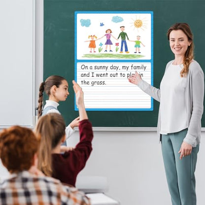 Jumbo Magnetic Draw & Write Paper 21.5x17in Dry Erase Handwriting Lined Paper for Classroom Whiteboard Accessories Writing Chart Page Giant Magnet Notebook Poster Graduation Supplies Teacher Must Have - style: Draw & Write