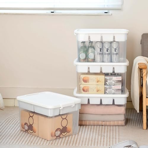 Citylife 32QT Plastic Craft Storage Box Buildable Lid Removable Tray - size: 1 Pack-32 QT