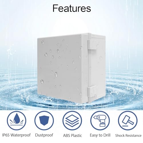 Junction Box IP65 Waterproof Dustproof ABS Plastic Enclosure, Outdoor and Indoor Project Box Hinged Cover with Mounting Plate Wall Brackets Outer Dimension 11.8"x 11.8" x 7.1", Grey… - size: 11.8"x 11.8" x 7.1" (1pc)