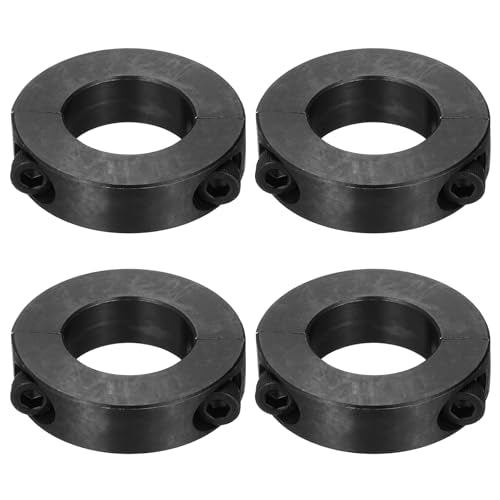uxcell 4pcs Double Split Shaft Collars 25mm Bore, Two-Piece Clamping Collar 45mm OD 12mm Thickness Carbon Steel Lock Collar Clamp with Set Screws (Black Oxide) - size: 25mm x 45mm x 12mm