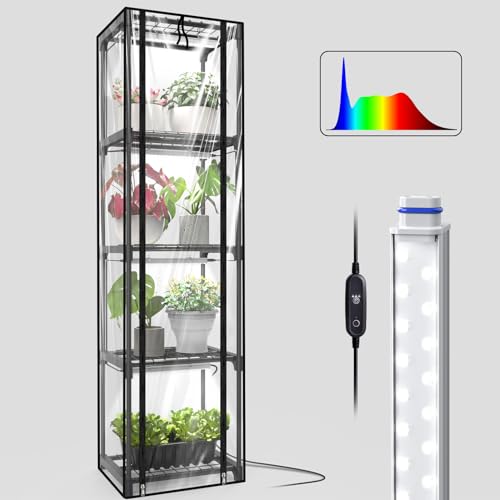 Indoor Greenhouse with Grow Lights, 11.8x15.7x59 - size: greenhouse -11.8×15.7×59inch