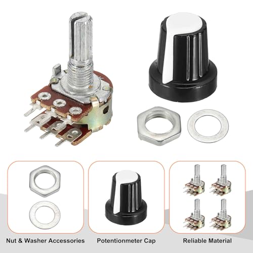 MECCANIXITY 5 Set WH148 B1K Ohm Potentiometer Kit 20mm Shaft White - size: 20mm, style: B1K