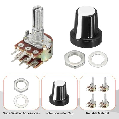 MECCANIXITY 5 Set WH148 B1K Ohm Potentiometer Kit 20mm Shaft White - size: 20mm, style: B1K