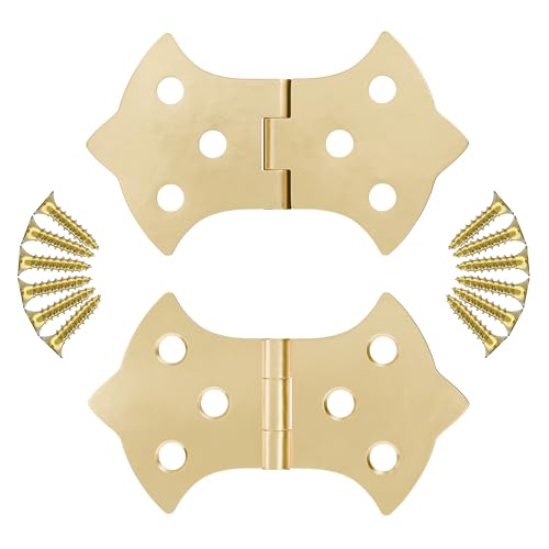 Brass Butterfly Hinges - 3-1/8" x 1-7/8" - Pack of 2 - Decorative Hinges for Cabinet Doors, Trunks and Boxes - BH10-SB (1) - color: Brass