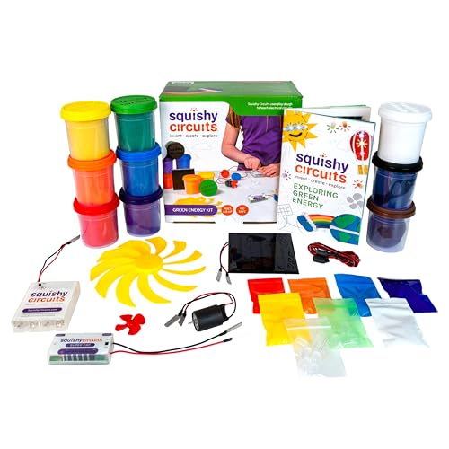 Squishy Circuits Green Engineering Kit - Explore Electrical Circuits, Solar Power, Wind Power and More with Play Dough - STEM Science Kits for Ages 8-12 - style: Green Kit