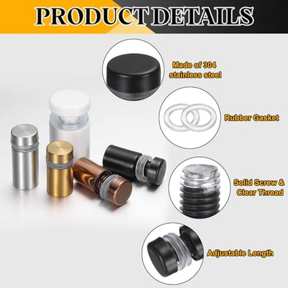 uxcell 4Pcs Sign Standoff Screws, 15/32" x 1" Stainless Steel Wall Standoff Mount Hardware Advertising Glass Nail for Glass Acrylic Panel Picture Frame, Black - size: 15/32" x 1"