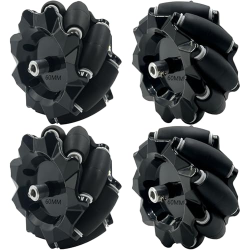 Mecanum Wheel for Robot Car Chassis, 60mm Omni-Directional Wheel Smart Robot Car DIY Mecanum Robotics Components, 4Pcs Omni Wheels with 4Pcs Metal 4mm Coupling Motor Connector for AGV Smart Robot - size: 60mm wheel, style: 4mm coupling