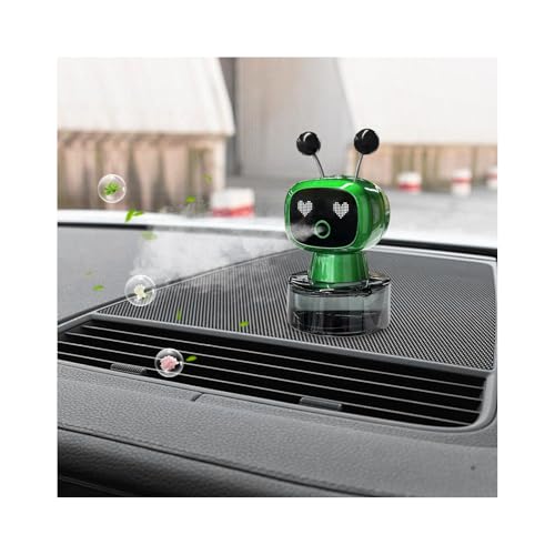 Smart Cute Robot Car Air Freshener, Fine Spray Car Aromatherapy Machine with Four-Gear Adjustment, Auto On/Off Mini Robot Fillable Essential Oil Diffuser for Vehicle Home Office (Flower)