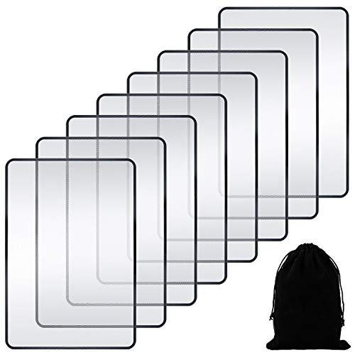 Enhon 3X Page Magnifier 7 x 4.7 Inch Magnifying Sheet Fresnel Lens Page Magnifying Glass for Elderly and People with Low Vision Reading Small Patterns, Maps and Books (8 Pieces)