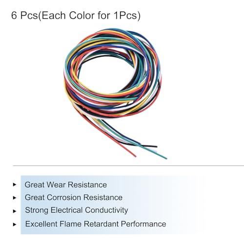 MECCANIXITY 24 Gauge PVC Hookup Wire 1.5m/5ft 24AWG Flexible Electrical Wire UL1007 Tinned Copper Stranded 6 Color, 1.5mm Dia for Model Aircraft Electric Appliances Internal Connect - size: 1.5m, 24AWG