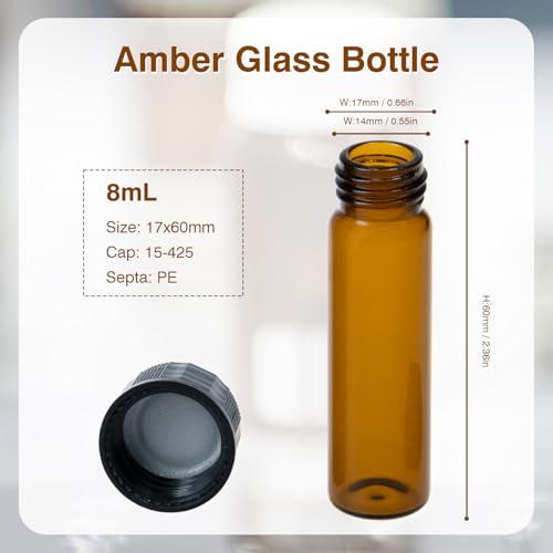 ALWSCI 2 Dram 8mL Amber Glass Vials with Screw Caps, 20 Pack - size: 8ml