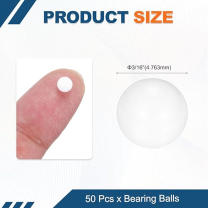 uxcell 50Pcs 3/16"(4.763mm) Aluminum Oxide Ceramic Bearing Balls, Al2O3 Ceramic Balls G10 Precision for Precision Instruments, White - size: 3/16"(4.763mm)