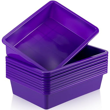 Hoteam 10 Pack Flat Bins Paper Trays,Purple,13.78 X 9.84 X 3.15 Inch - color: Purple, size: 13.78 x 9.84 x 3.15 Inch