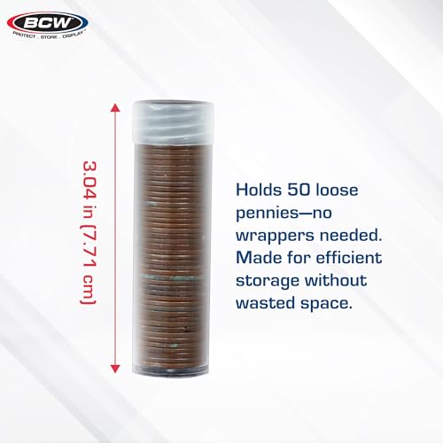 BCW Coin Tubes for US Pennies, Holds Lincoln Penny, 10 Count
