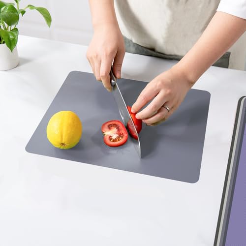 WK Small Flexible Plastic Cutting Boards for Kitchen Set of 3, Non Slip Cutting Mats for Meat, Mini Cutting Board Mats, BPA Free, Dishwasher Safe, 7.3x11.5" - color: Multi Grey - Small - 3