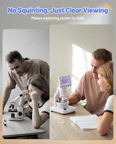 TOMLOV DM302K Microscope for Kids, 800X Science Kit, 4.3" Screen STEM Toy - color: Blue