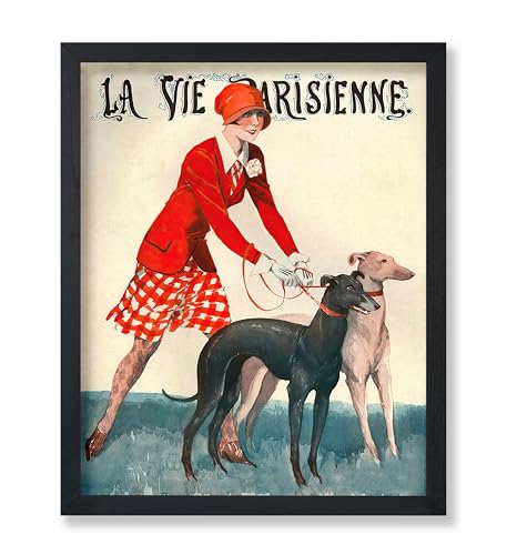 Poster Master Vintage Animal Poster - Retro Advertising Print - La Vie Parisienne, Greyhound Dogs, French Woman - 8x10 UNFRAMED Wall Art - Gift for Artist, Friend - Wall Decor for Home, Office, Dorm - color: Style-15, size: 8"L x 10"W