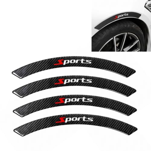4 PCS Carbon Fiber Wheel Arch Trim, Car Wheel Fender Flares Protector Strips, Self-Adhesive Wheel Well Edge Trim, Anti-Collision Weatherstrip, Universal for Cars, Trucks, SUVs (Black)