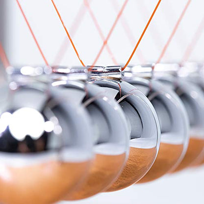 CERROPI Newton Cradle Balance Balls, Newton Pendulum with 7 Balls, Classic Newton Swing Ball, Science Physics Gadget | Desk Toys & Accessories, 55+ Sec Swingtime (Beech & Wood Base)