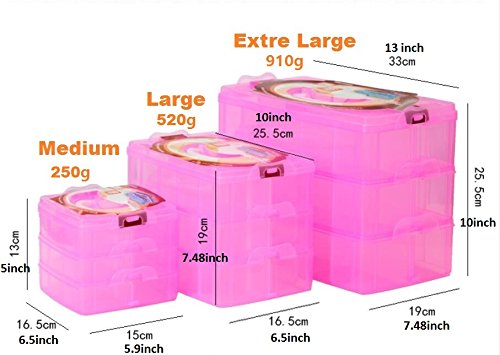 Kamay's 3-Tier Transparent Stackable Adjustable Compartment Slot Plastic Craft Storage Box Organizer Snap-Lock Tray Container 3 Sizes 4 Candy Colors Available (Large 30 Compartment, Blue) - color: Large 30 Compartment, Blue
