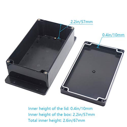 Zulkit Junction Box ABS Plastic Dustproof Waterproof IP65 Universal Electrical Boxes Project Enclosure with Fixed Ear Black 7.87 x 4.72 x 2.95 Inch (200 x 120 x 75 mm)(Pack of 1) - size: 7.87" x 4.72" x 2.95"(Pack of 1)