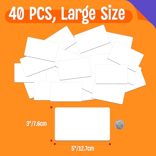 Magnetic Blank Label, 40 PCS Dry Erase Reusable Name Tag Stickers White Reusable Magnets for Whiteboards Locker Fridge School Office Home (Each Measures 3" x 5") - color: White, size: 3" x 5"