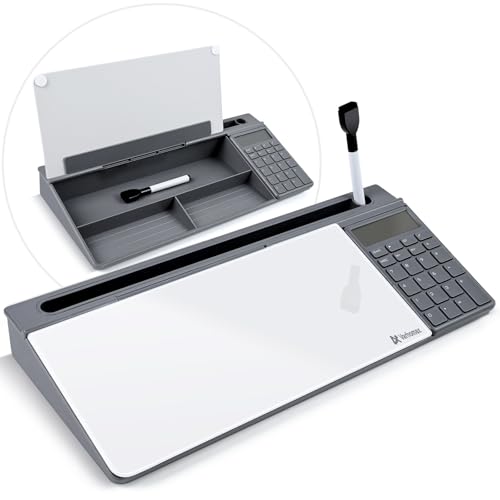 Varhomax Glass Desk Whiteboard with Calculator - color: Calculator-gray&white