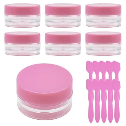 50 Pcs Makeup Sample Containers 3g/5g Sample Containers with Lids Tiny Sample Jars for Skincare Cream Lotion Jewelry Beads DIY Crafts Travel (FZG/3g/Fen) - color: pink, size: 3g